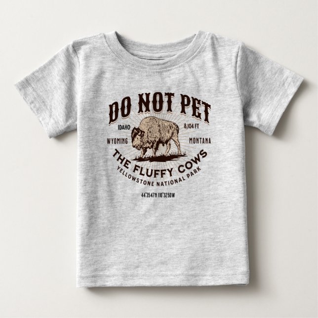 T-shirt Pour Bébé Ne Touchez Pas Les Vaches Douces Bison De Yellowst (Devant)