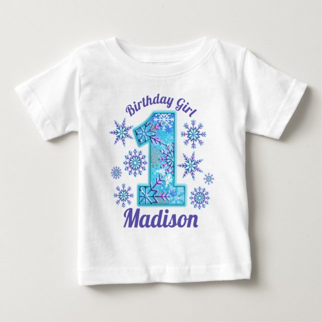 T-shirt Pour Bébé Neige premier anniversaire gelé (Devant)