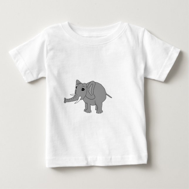 T-shirt Pour Bébé "Nellie" l'éléphant (noir et blanc) (Devant)