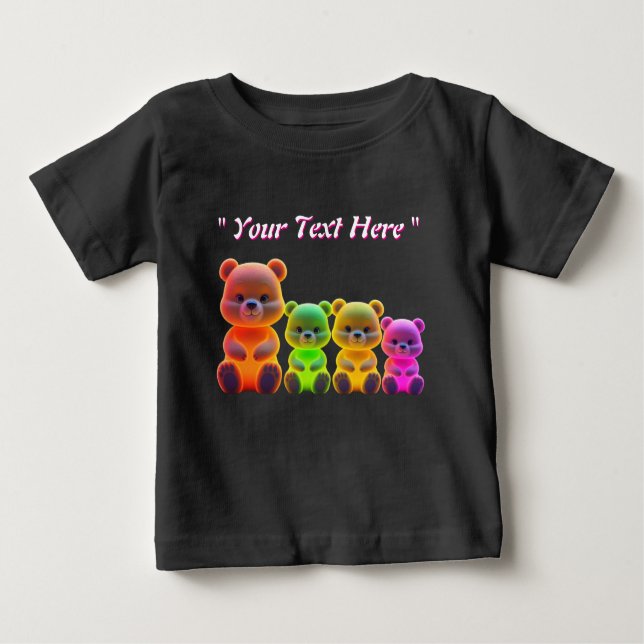 T-shirt Pour Bébé Neon Bear Art numérique de famille (Devant)