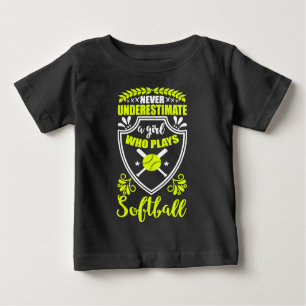 T-shirt Pour Bébé Neon Ne Sous-Estime Jamais Une Fille Qui Joue Au S
