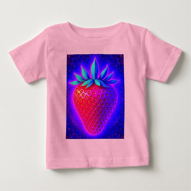T-SHIRT POUR BÉBÉ NEON STRAWBERRY (Devant)