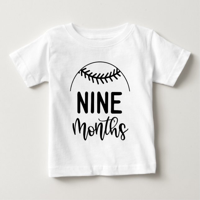 T-shirt Pour Bébé Neuf mois de baseball bébé Milestone - (Devant)