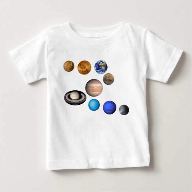 T-shirt Pour Bébé Neuf planètes dans le système solaire. Mercure, Vé (Devant)