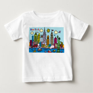 T-shirt Pour Bébé New York Cartoon Visite Les Bâtiments