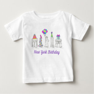 T-shirt Pour Bébé New York City NYC Landmarks fête d'anniversaire