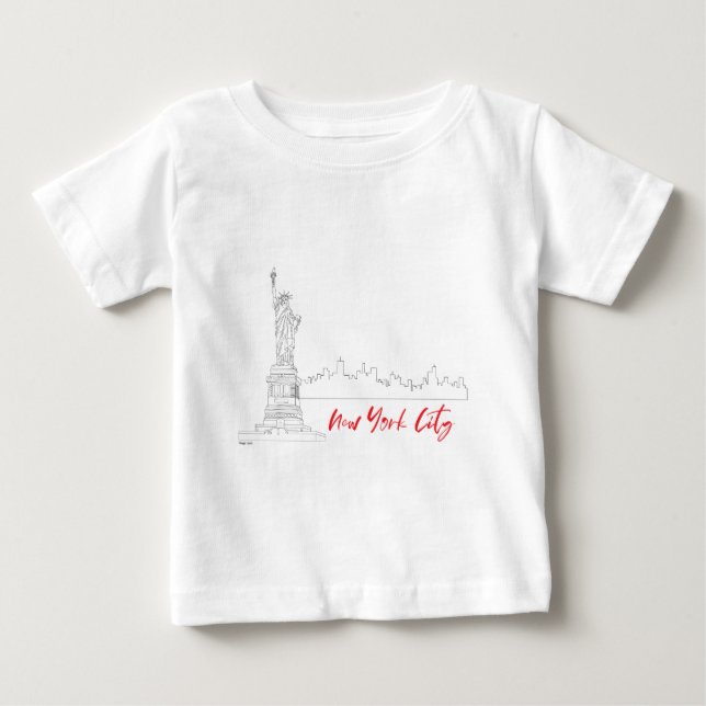 T-shirt Pour Bébé New-York, Cool artistique de la Statue de la Liber (Devant)