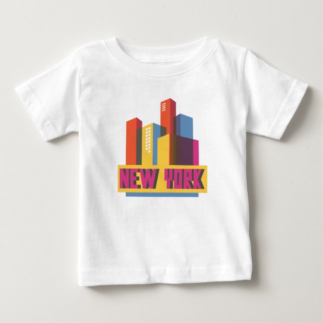 T-shirt Pour Bébé New York | Neon Skyline (Devant)