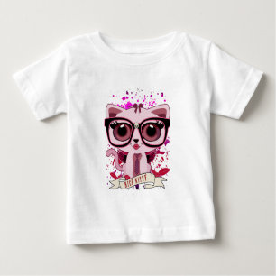 T-shirt Pour Bébé Nice Kitty - Noir & PInk