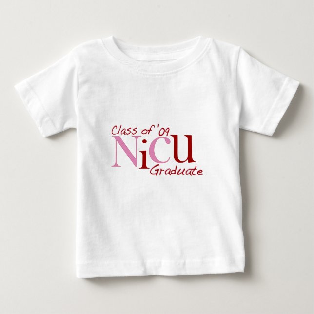 T-shirt Pour Bébé NICU Graduate Class of '09 (Rose) (Devant)