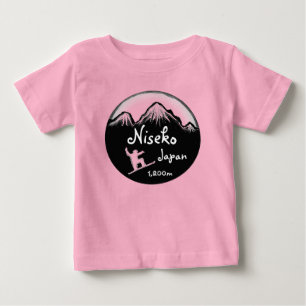 T-shirt Pour Bébé Niseko Japon bébé noir blanc snowboard tenue