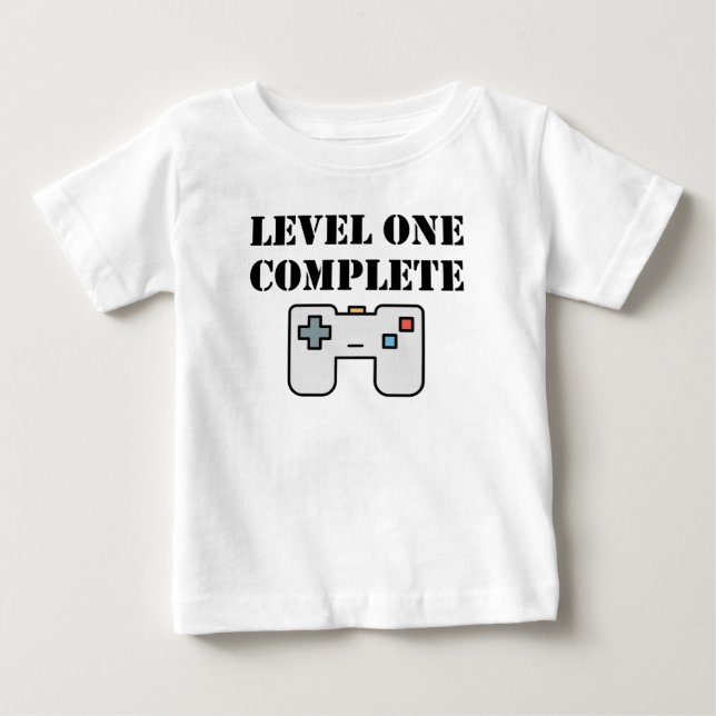T-shirt Pour Bébé Niveau Un Premier anniversaire complet (Devant)