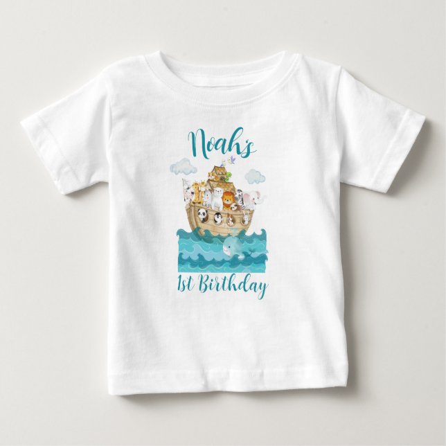 T-shirt Pour Bébé Noah's ark Anniversaire Nom chemise (Devant)