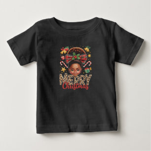 T-shirt Pour Bébé Noël Afro-Américain Bun Messy Maman Noire