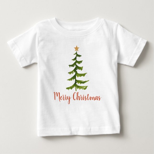 T-shirt Pour Bébé Noël Arbre Joyeux Noël  (Devant)
