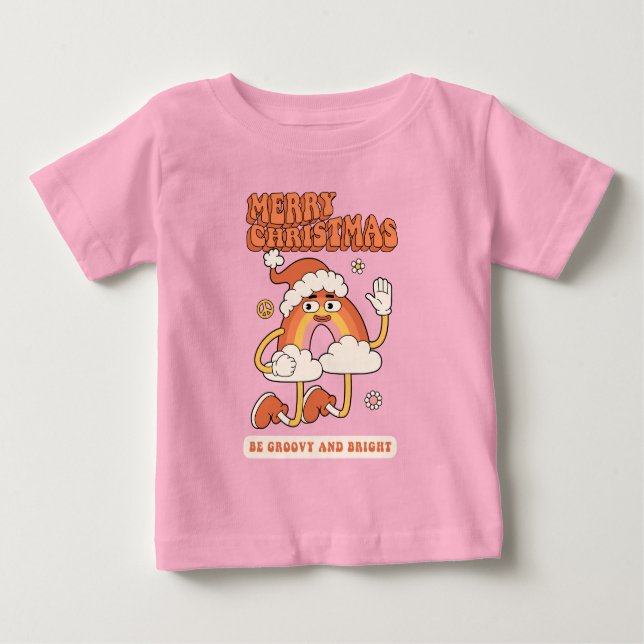 T-shirt Pour Bébé Noël Arc-en-ciel super - Soyez lumineux et joyeux (Devant)