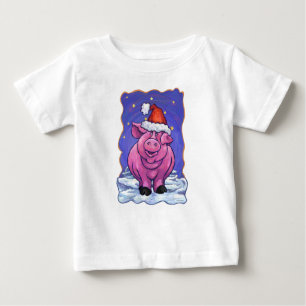 T-shirt Pour Bébé Noël au porc
