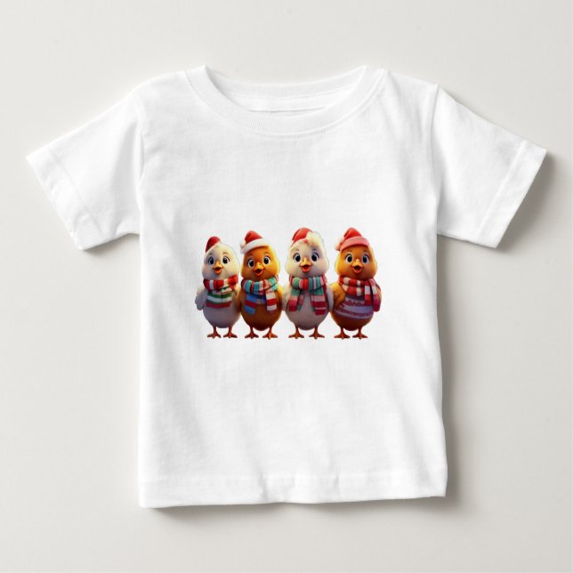 T-shirt Pour Bébé Noël au poulet (Devant)