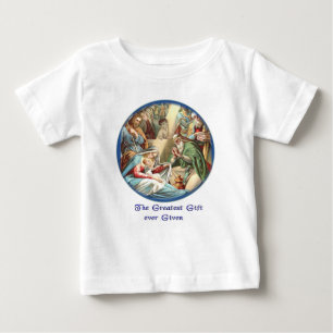 T-shirt Pour Bébé Noël avec chiot et chaton