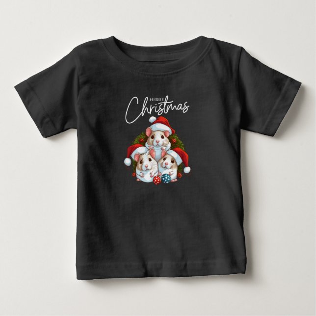 T-shirt Pour Bébé Noël blanc rouge (Devant)
