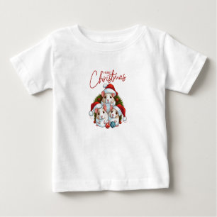T-shirt Pour Bébé Noël blanc rouge