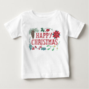 T-shirt Pour Bébé Noël botanique traditionnel (blanc)