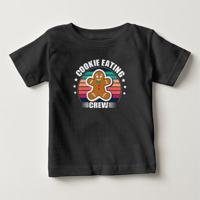 T-shirt Pour Bébé Noël Correspondant Famille Cookie Manger Équipage (Devant)