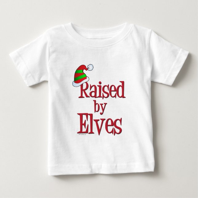 T-shirt Pour Bébé Noël CUTE élevé par la famille Elves (Devant)