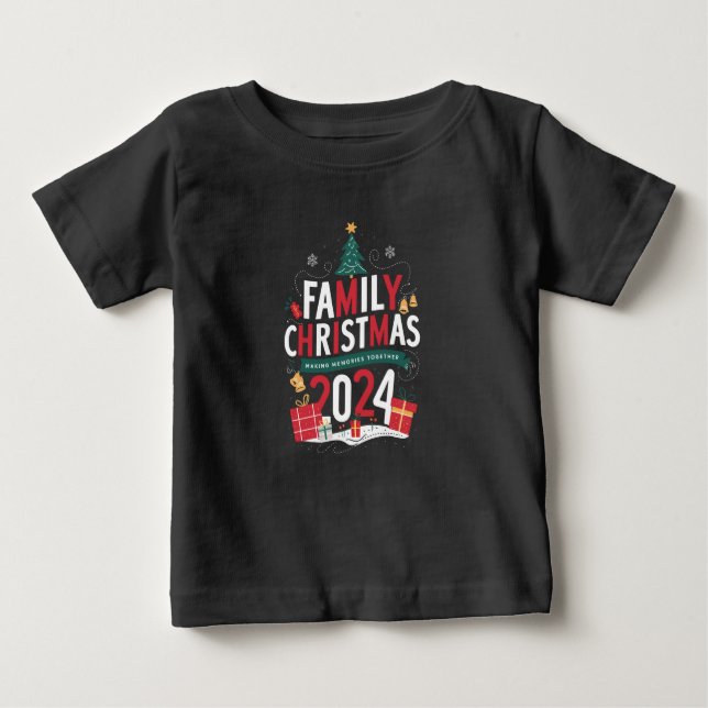T-shirt Pour Bébé Noël de famille 2024 Rassembler les souvenirs (Devant)