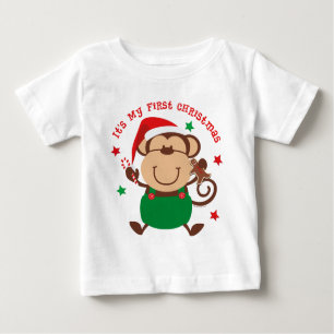 T-shirt Pour Bébé Noël de garçon de singe ęr