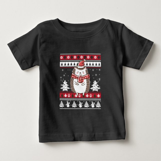 T-shirt Pour Bébé Noël de Hérisson (Devant)