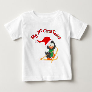 T-shirt Pour Bébé Noël de ski de pingouin ęr