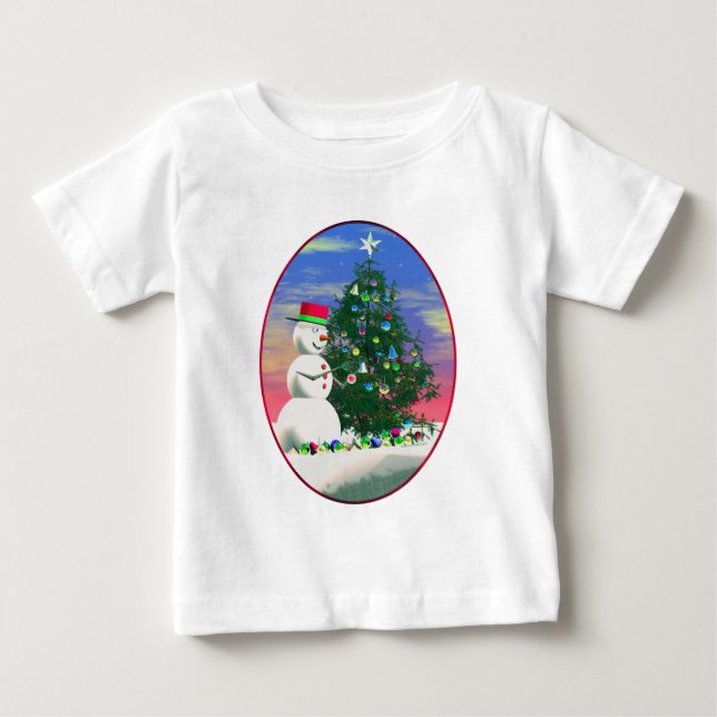 T-shirt Pour Bébé Noël de Snowman (Devant)