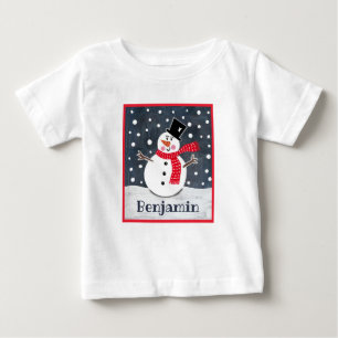 T-shirt Pour Bébé Noël de Snowman personnalisé