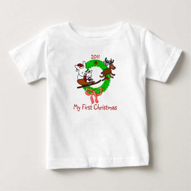T-shirt Pour Bébé Noël du bébé (Devant)