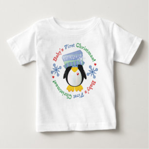 T-shirt Pour Bébé Noël du bébé de pingouin de flocon de neige