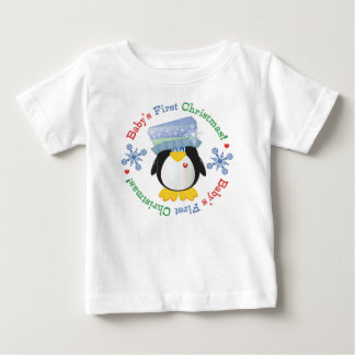 T-shirt Pour Bébé Noël du bébé de pingouin de flocon de neige