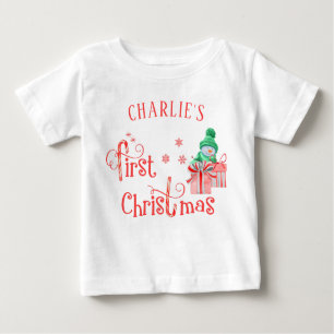 T-shirt Pour Bébé Noël du bébé - Snowman mignon et flocons de neige