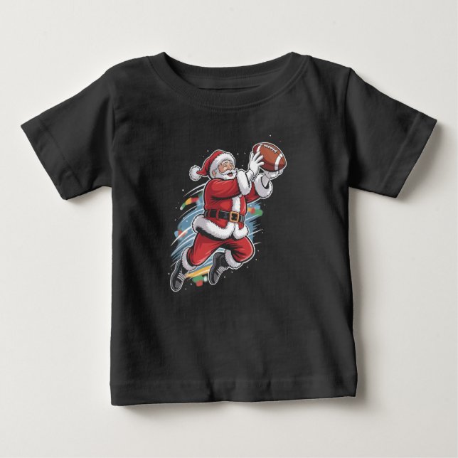 T-shirt Pour Bébé Noël du Père Noël jouant au football américain (Devant)