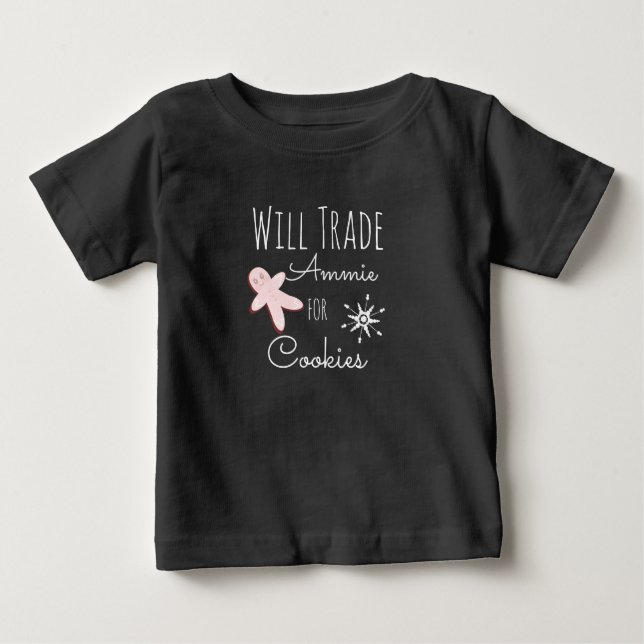 T-shirt Pour Bébé Noël Échangera Contre des Cookies Nom         (Devant)