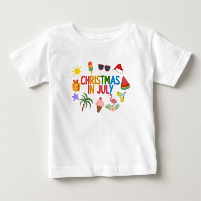 T-shirt Pour Bébé Noël en juillet (Devant)
