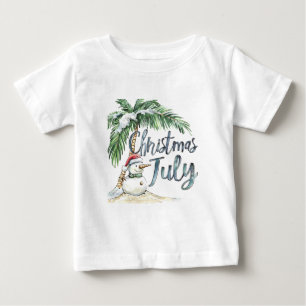 T-shirt Pour Bébé Noël en juillet Bonhomme de neige de plage et palm