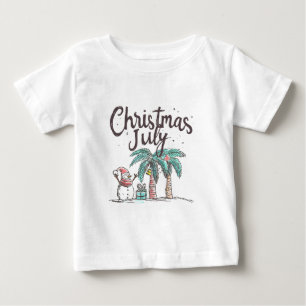 T-shirt Pour Bébé Noël en juillet Bonhomme de neige Palmier Été