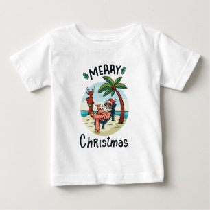 T-shirt Pour Bébé Noël en juillet Carré Sticker Carte postale