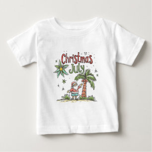 T-shirt Pour Bébé Noël en juillet : Père Noël tropical et vacances d