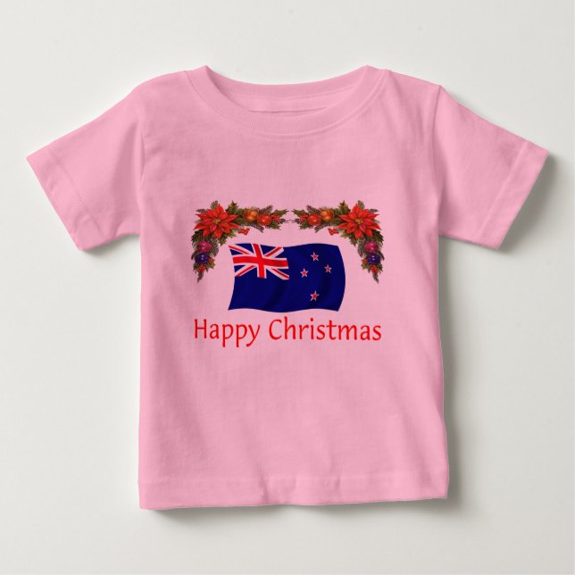 T-shirt Pour Bébé Noël heureux de la Nouvelle Zélande (Devant)