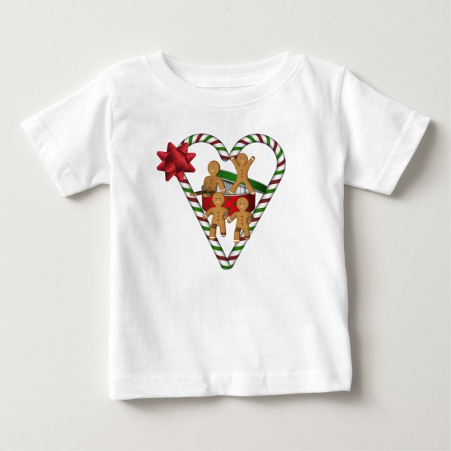 T-shirt Pour Bébé Noël Mignon Bonhomme en Pain d'Épice Cookies Vacan (Devant)