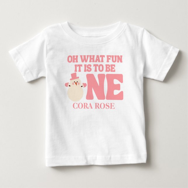 T-shirt Pour Bébé Noël Oh Quel Plaisir Premier Anniversaire (Devant)