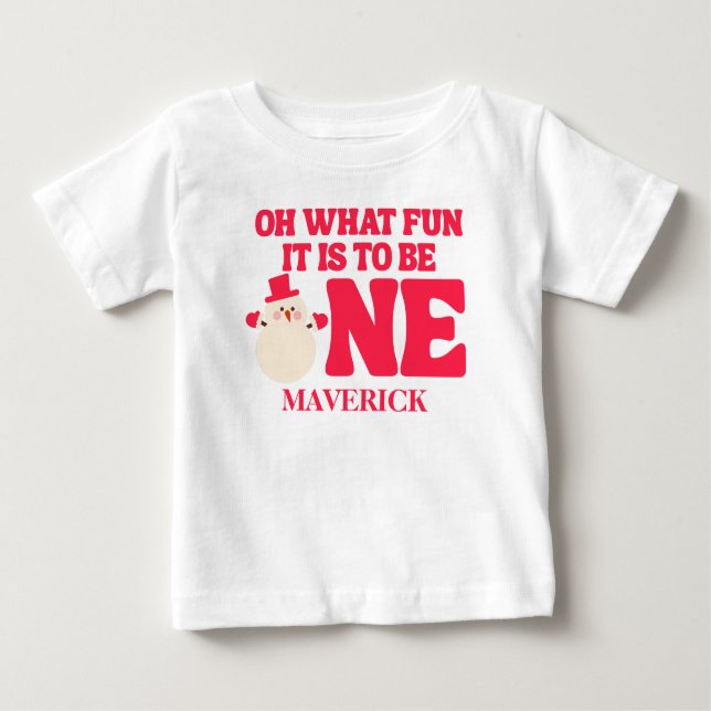 T-shirt Pour Bébé Noël Oh Quelle Joie Premier Anniversaire (Devant)