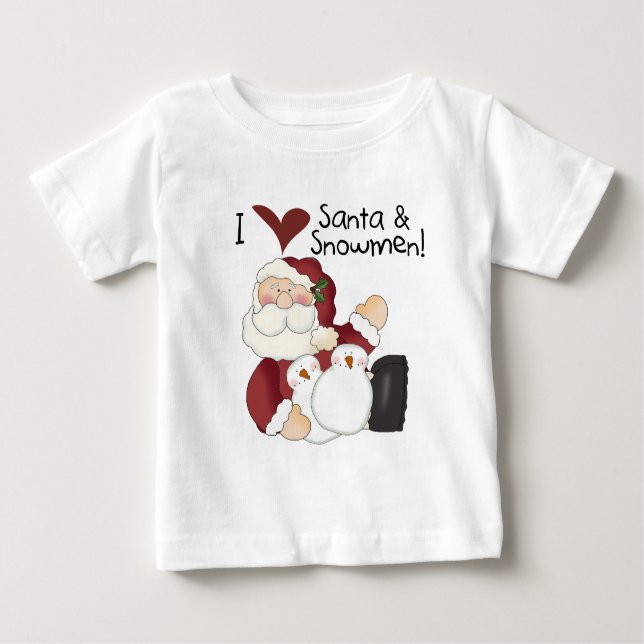 T-shirt Pour Bébé Noël père Noël et Snowmen (Devant)